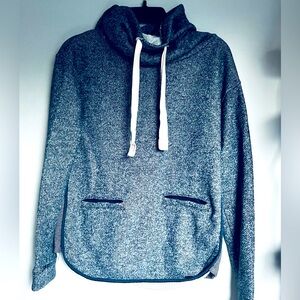 Roxy Navy Blue Snowflake Cowl Neck soft Terry Sweatshirt Top S Small